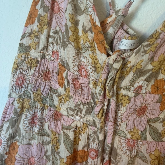 Be Cool Floral Sundress with Pink and Orange Flowers Medium Gauze - Picture 5 of 9